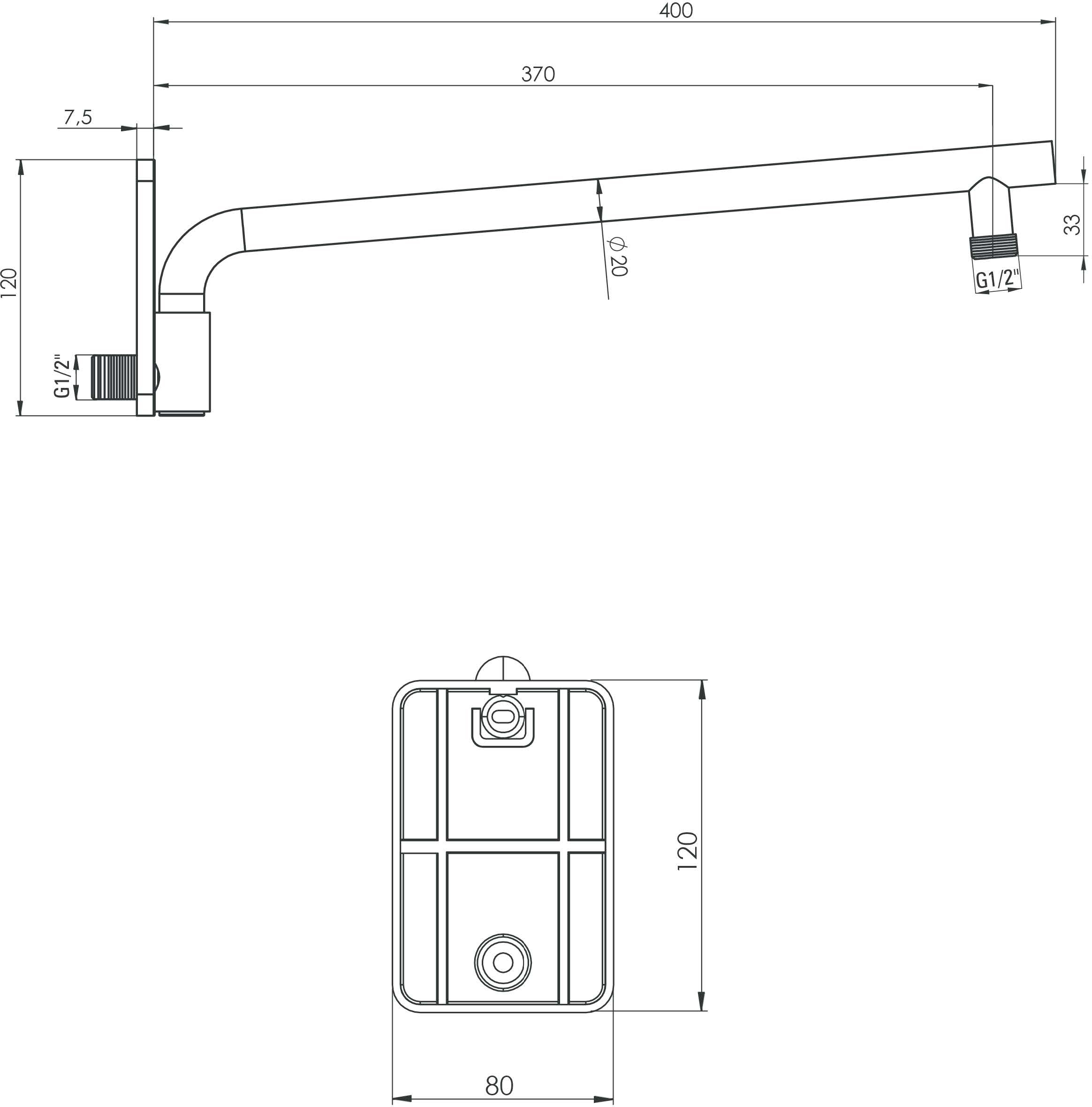 Komplet natryskowy z deszczownicą i boxem termostatycznym HIACYNT BIANCO BXYZAECT - kolor biały mat - rysunek techniczny 3